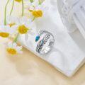 wholesale 925 Sterling Silver & Turquoise Adjustable Feather Ring – Elegant, Durable, Perfect Gift for Any Occasion-0-2
