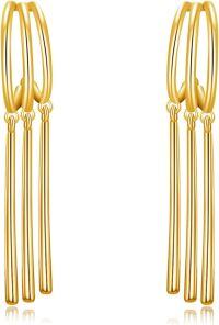 wholesale Gold 925 Sterling Silver Tassel Hoop Earrings for Women Anime One Piece Cosplay -Gold