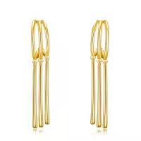 wholesale Gold 925 Sterling Silver Tassel Hoop Earrings Wholesale for Women Anime One Piece Cosplay -Gold
