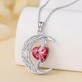 TOUPOP Sterling Silver Ruby Moon Star Pendant Necklace-0-3