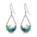 wholesale 925 Sterling Silver Teardrop Moon & Clouds Enamel Dangle Earrings for Women-0-0