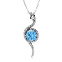 wholesale Metal Stone Snake Birthstone Pendant Necklace for Women-December