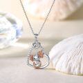 wholesale 925 Sterling Silver Axolotl Heart-Shaped Pendant Necklace with Cubic Zirconia Gifts for Women and Girls-0-2