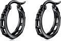 wholesale Black  Bamboo Patterned Small Hoop Earrings 6mm Diameter - Lightweight & Comfortable Fit for Women (2 Pairs)-0-0