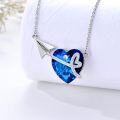 wholesale 925 Sterling Silver Blue Crystal Heart with Arrow and Paper Plane Pendant Necklace-0-1