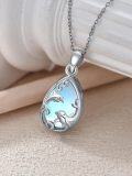 wholesale 925 Sterling Silver Dolphin Moonstone Cremation Keepsake Pendant Necklace-0-1