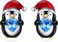 wholesale 925 Sterling Silver Heart-Shaped Penguin Stud Earrings with Blue Crystal Accents-0-0