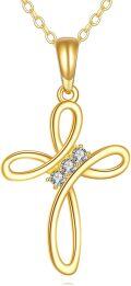 wholesale 14K Gold Infinity Love Heart Cross Diamond Pendant Necklace for Women-0-0