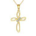 wholesale 14k Cross Pendant With Lab Diamond Accents-0-0
