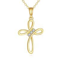 wholesale 14k Cross Pendant With Lab Diamond Accents-Twisted Infinity Cross