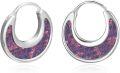 wholesale 925 Sterling Silver Purple Opal Hoop Earrings for Women Gift Set-0-0
