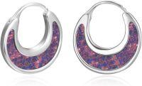 wholesale 925 Sterling Silver Purple Opal Hoop Earrings for Women Gift Set-Black Opal