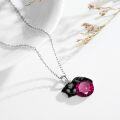 wholesale 14K Gold Pink Crystal Black Cat Pendant Necklace for Women Cats Lover-0-66