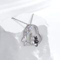 wholesale 925 Sterling Silver Cat and Girl Moonstone Heart Pendant Necklace - Cute  for Women & Girls-0-4