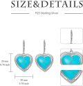 wholesale 925 Sterling Silver Heart-Shaped Genuine Turquoise Drop Earrings for Women-0-5