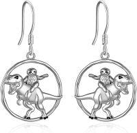 wholesale 925 Sterling Silver Dinosaur and Sloth Design Drop Earrings - Christmas Gift Ideas for Her-D-Sloth earrings