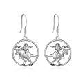 wholesale 925 Sterling Silver Sloth Riding T-rex Dangle Earrings-0-0