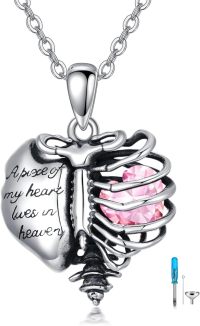 wholesale Sterling Silver Birthstone Urn Necklace for Ashes Memorial Jewelry for Women Men Mom-10-October