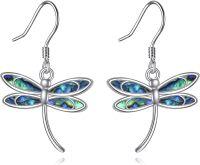 wholesale 925 Sterling Silver Dragonfly Shape Abalone Shell Inlay Dangle Drop Earrings for Women Girls Mom Daughter Gifts-dragonfly earrings 4
