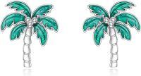 wholesale 925 Sterling Silver Palm Tree Stud Earrings Ocean Beach Theme s for Women-Coconut tree