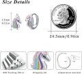 wholesale 925 Sterling Silver Unicorn Head Rainbow Colorful Huggie Hoop Earrings for Women and Girls - Cute Animal Ear Cuff  Set-0-3