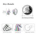 wholesale 925 Sterling Silver Unicorn Head Rainbow Colorful Huggie Hoop Earrings for Women and Girls - Cute Animal Ear Cuff  Set-0-3