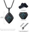 wholesale 925 Sterling Silver Black Cubic Zirconia Cut Turquoise and Malachite Cross Pendant Necklace -0-4