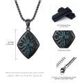 wholesale 925 Sterling Silver Black Cubic Zirconia Cut Turquoise and Malachite Cross Pendant Necklace -0-4
