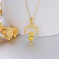 wholesale 14K Gold Citrine Heart & Crown Claddagh Pendant Necklace for Women-0-3