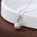 wholesale 925 Sterling Silver Teardrop Freshwater Pearl and Cubic Zirconia Necklace for Women-0-2