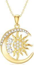 wholesale 14K Yellow Gold Moon Sun Pendant Necklace for Women Jewelry Gifts-0-0