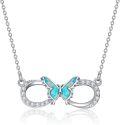 wholesale 925 Sterling Silver Butterfly Opal CZ Infinity Love Pendant Necklace for Women Girls s-0-0