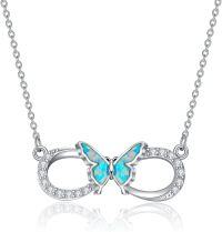wholesale 925 Sterling Silver Butterfly Opal CZ Infinity Love Pendant Necklace for Women Girls s-Butterfly & Infinity