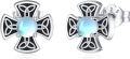 wholesale 925 Sterling Silver Opalite Celtic Cross Stud Earrings - Light Weight Viking Irish Jewelry for Women & Men-0-0