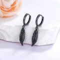 wholesale 925 Sterling Silver Black Feather Drop Earrings with Turquoise and Malachite Accents-0-2