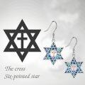 wholesale Sterling Silver Star of David Chai Earrings Jewish Jewelry for Women - Rhodium Plated-0-4
