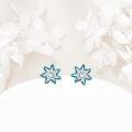 wholesale 925 Sterling Silver Blue Flower Rainbow Moonstone Studs - Small Round Gemstones s for Her-0-4