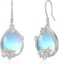 wholesale 925 Sterling Silver Teardrop Moonstone Flower Drop Earrings-0-0