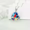 TOUPOP Sterling Silver Crystal Red Cardinal Memorial Tree Pendant Jewelry-0-2
