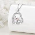 wholesale 925 Sterling Silver Elephant Heart Pendant Necklace with Cubic Zirconia and Engraved Message I Love You Forever for Women-0-1
