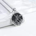 wholesale 925 Sterling Silver St Michael's Shield Pendant Necklace for Men Women - Guardian Angel Protection s 24 Chain Black Enamel Artwork Design Charm Accessories-0-1