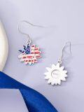 wholesale 925 Sterling Silver USA Flag Flower Drop Dangle Hook Earrings-0-5