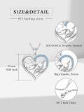 wholesale 925 Sterling Silver Heart Dolphins Pendant Necklace with Blue Cubic Zirconia and Chain for Women Girls-0-4