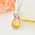 TOUPOP Sterling Silver Citrine Chrysanthemum Pendant Necklace-0-3