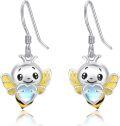 wholesale 925 Sterling Silver Bee with Heart Moonstone Drop Earrings for Women-0-0
