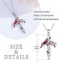 wholesale 925 Sterling Silver Cross with Red Cardinals and Berries Pendant Necklace for Women - Christmas s-0-3