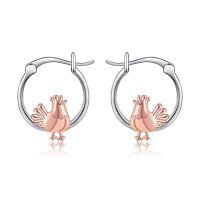 wholesale 925 Sterling Silver Chicken Hoop Earrings-Chicken-rose gold