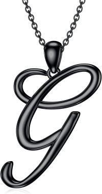 wholesale Sterling Silver 26 Letter Pendant Necklace-black gold plated-Letter G
