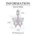 wholesale Sterling Silver & Pink Austrian Crystals Butterfly Pink Ribbon Charm for Pandora Bracelets 12.2x13.9mm-0-3