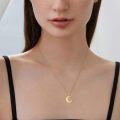 wholesale 14K Gold Mother-of-Pearl Crescent Moon Pendant Necklace - 16 + Extender Chain-0-1